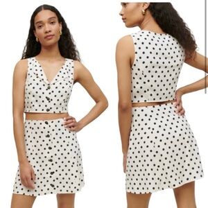 EUC Reformation Polka Dot Skirt & Crop Top Set Size 8